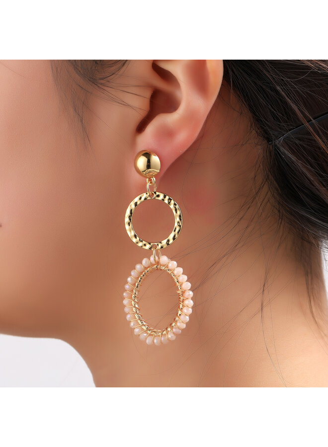 Day & Eve oorbellen E60065-1 Lichtroze/Goudkleurig