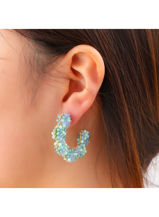 Day & Eve oorbellen E60067-3 Groen/Goudkleurig