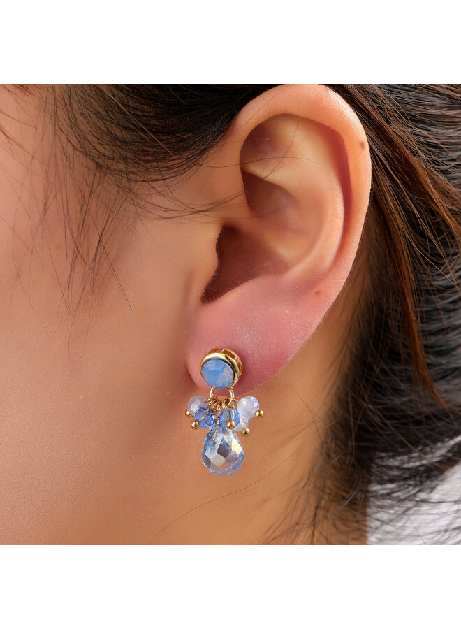 Day & Eve oorbellen E60101-4 Blauw/Goudkleurig