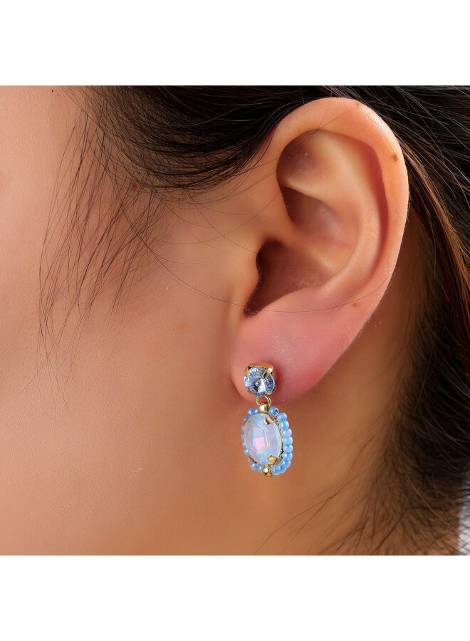 Day & Eve oorbellen E60102-4 Blauw/Goudkleurig