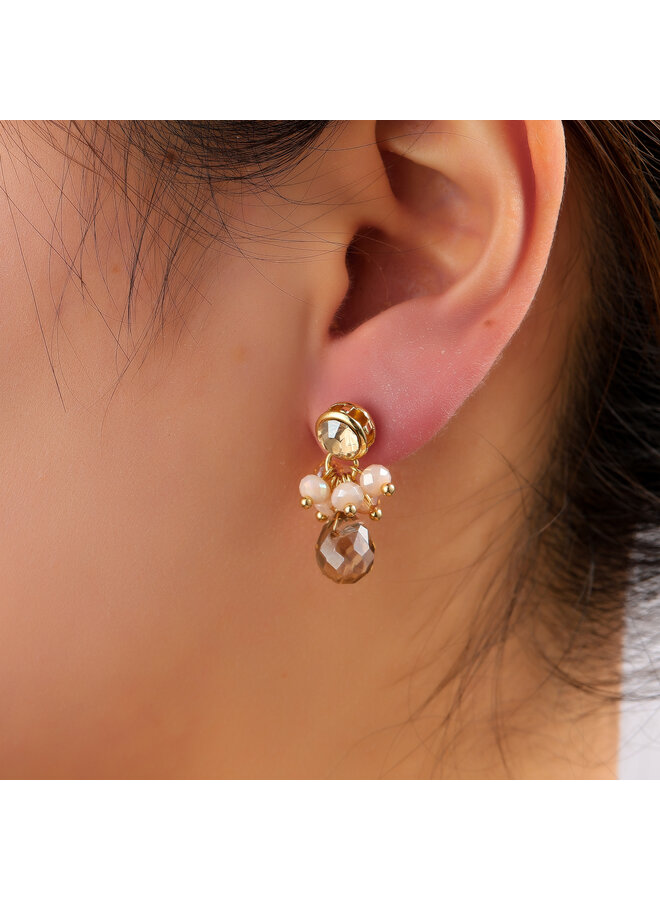 Day & Eve oorbellen E60101-1 Taupe/Goudkleurig