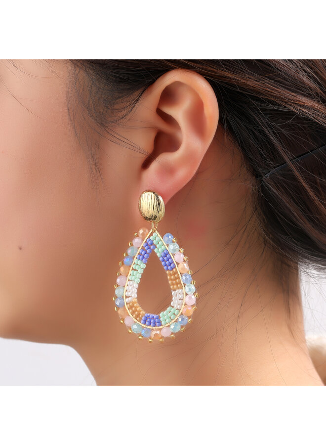 Day & Eve oorbellen E60082-4 Groen Mix Roze/Goudkleurig