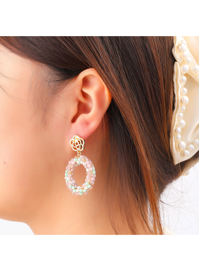 Day & Eve oorbellen E60068-5 Roze Mix/Goudkleurig