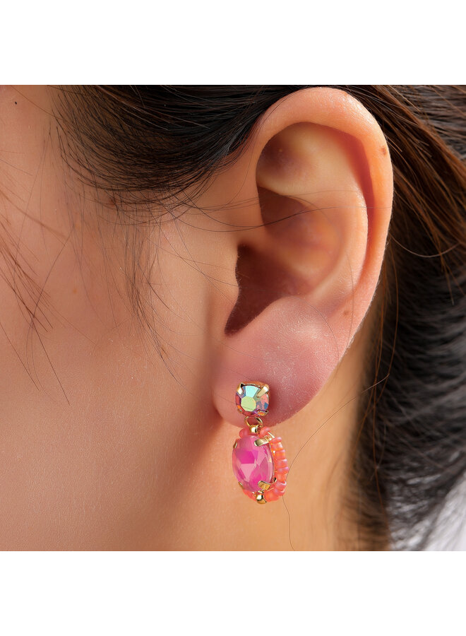 Day & Eve oorbellen E60102-5 Roze/Goudkleurig