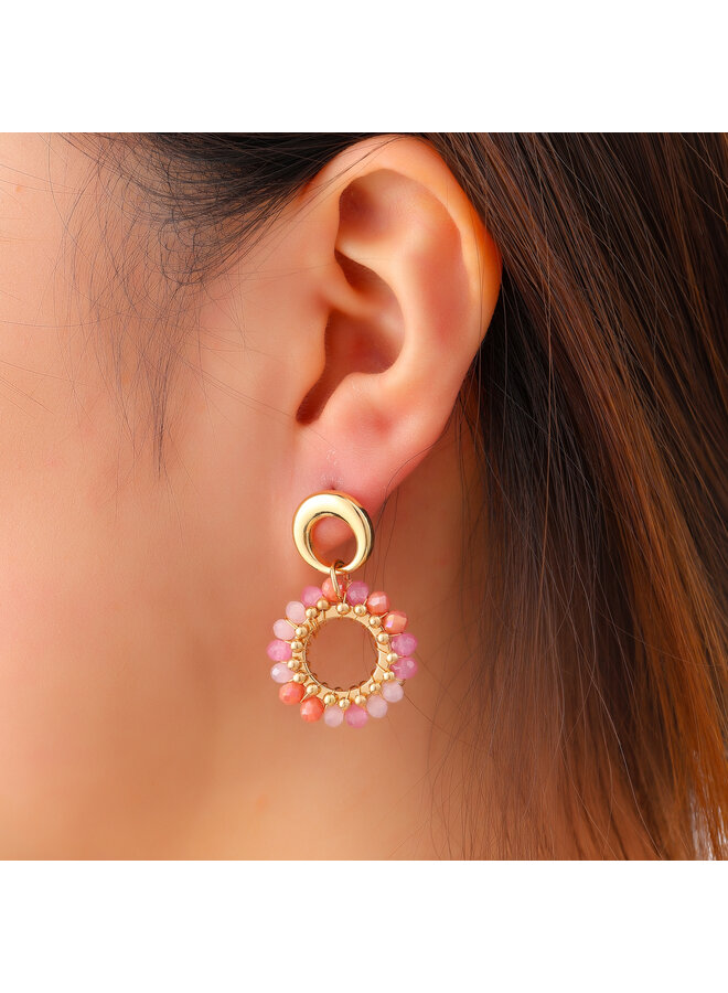 Day & Eve oorbellen E60059-7 Roze/Goudkleurig