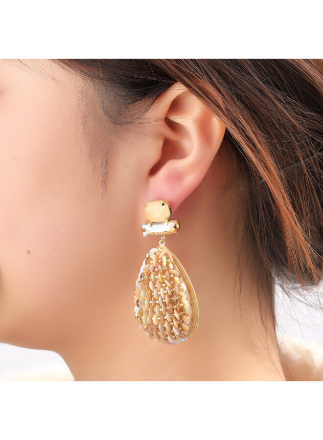 Day & Eve oorbellen E60112-1 Beige/Goudkleurig