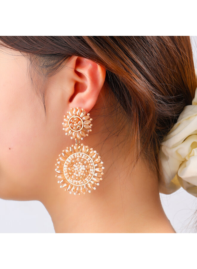 Day & Eve oorbellen E60088-1 Beige/Goudkleurig