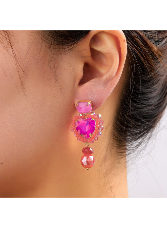 Day & Eve oorbellen E60104-5 Roze/Goudkleurig