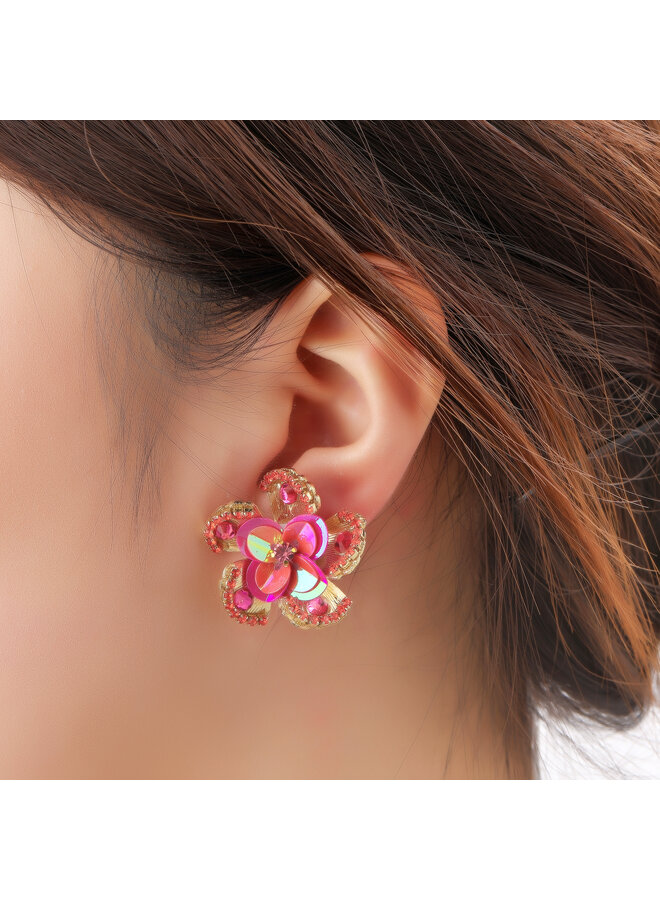 Day & Eve oorbellen E60123-5 Koraal Mix/Goudkleurig