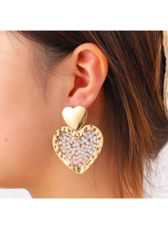 Day & Eve oorbellen E60078-1 Wit/Goudkleurig