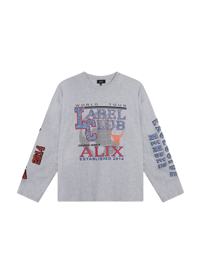 Top Fancy Print Light Grey Melange