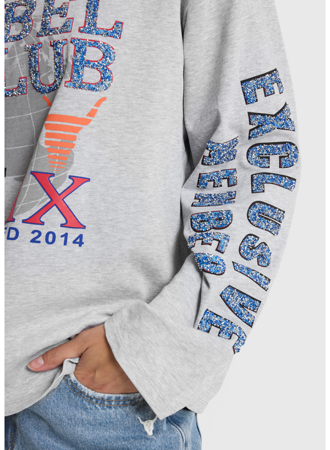 Top Fancy Print Light Grey Melange