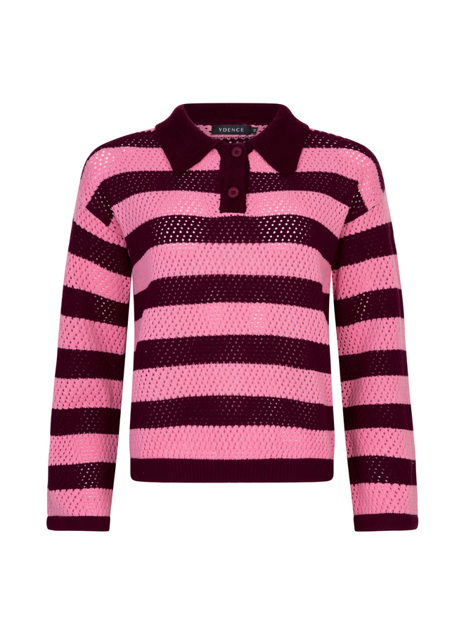 Trui Agnes Burgundy/Coral Pink