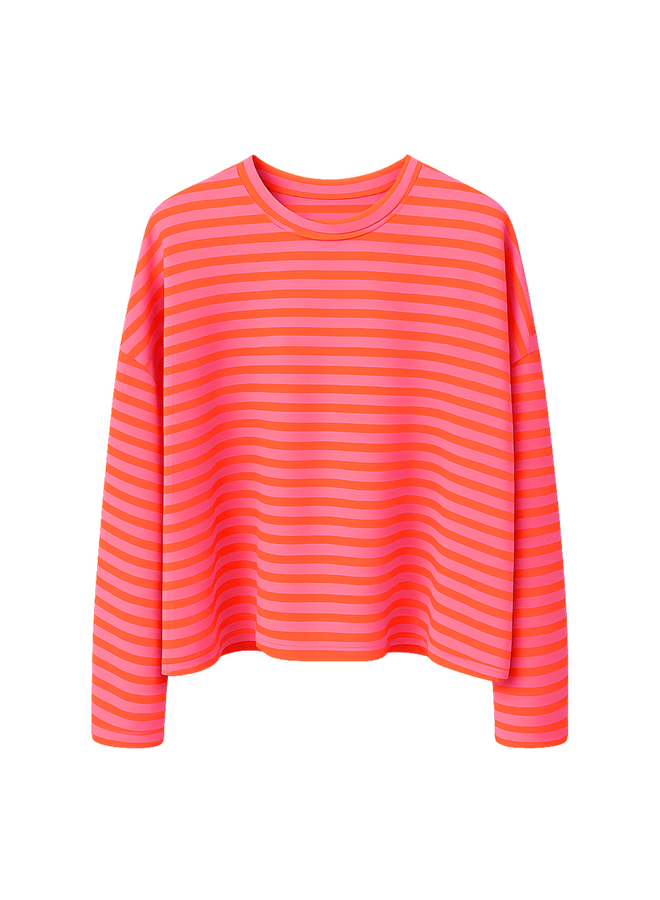 Top Liz Gestreept Neon Oranje/Roze Onesize