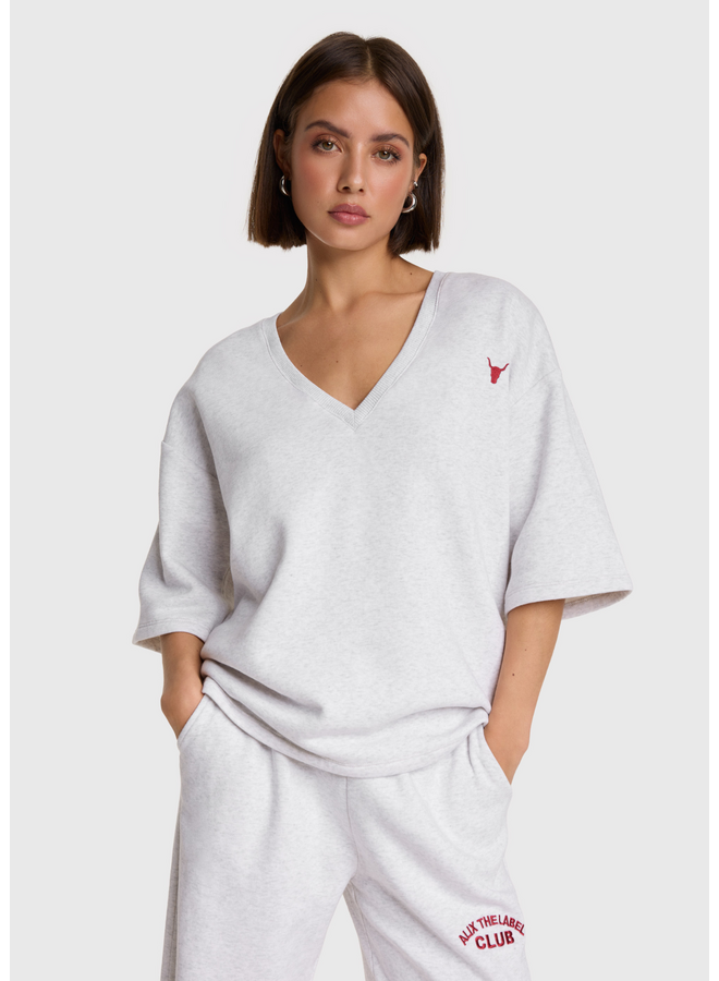 Sweater V-neck Super Light Grey Melange