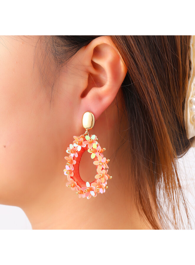 Day & Eve oorbellen E60095-4 Koraal/Goudkleurig