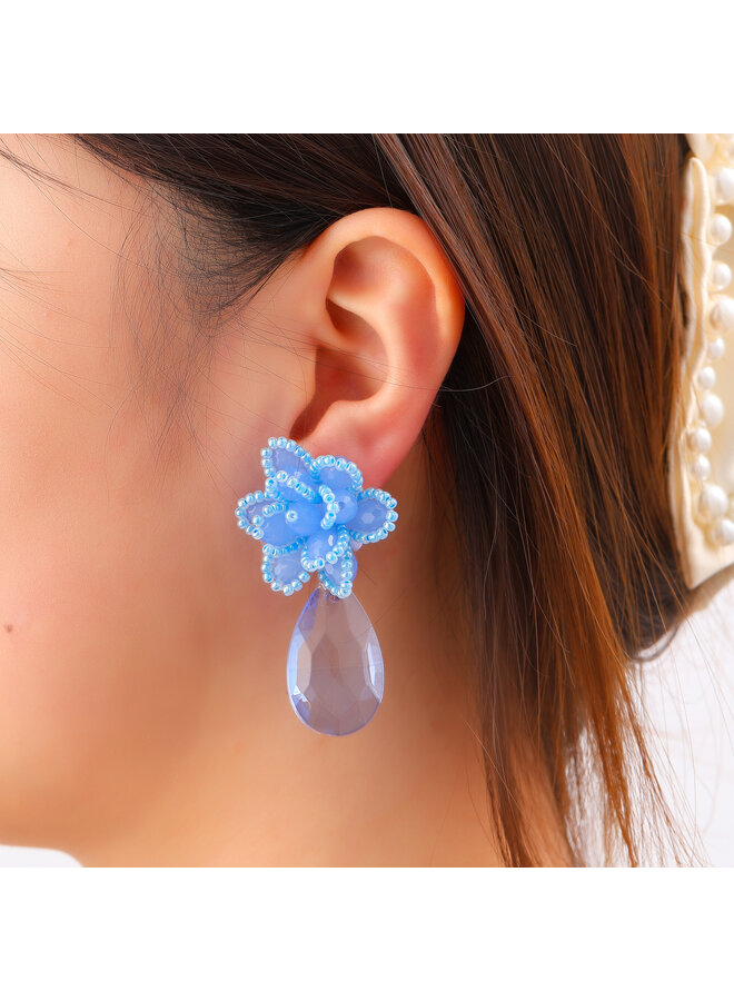 Day & Eve oorbellen E55222-7 Blauw/Goudkleurig