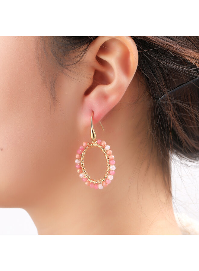 Day & Eve oorbellen E60060-7 Roze Mix/Goudkleurig