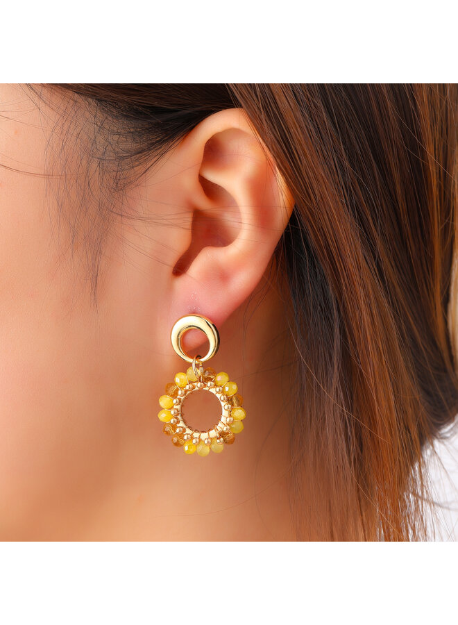 Day & Eve oorbellen E60059-4 Geel/Goudkleurig