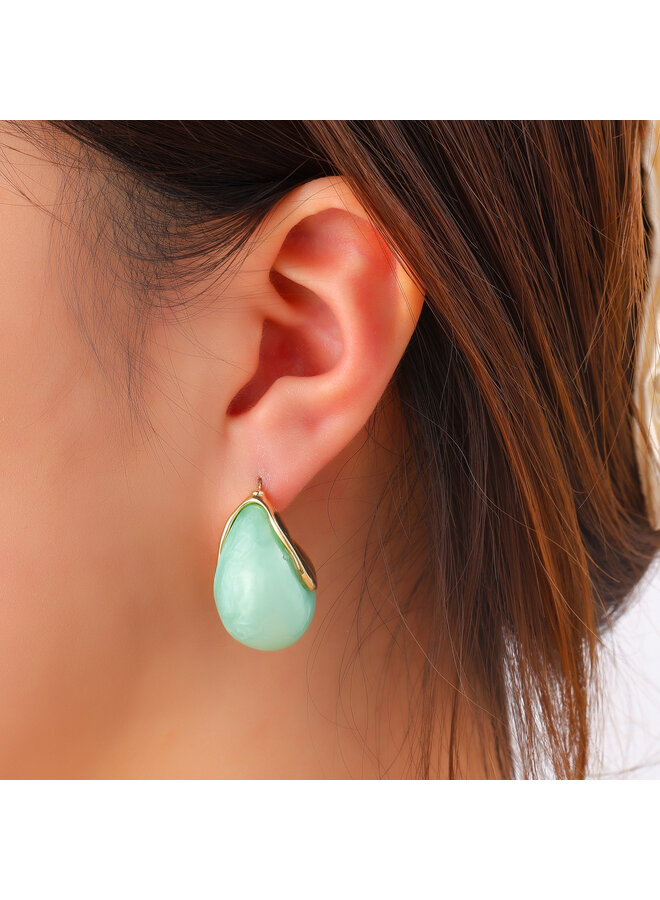 Day & Eve oorbellen E60052-2 Mintgroen/Goudkleurig