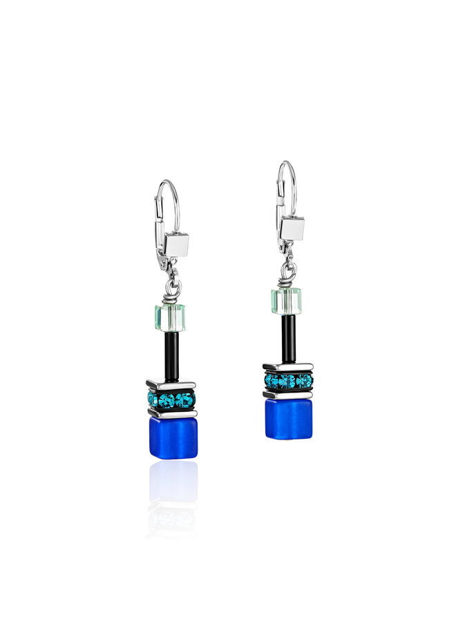 COEUR de LION oorbellen 2838/0705 Blauw/Groen/Zilverkleurig