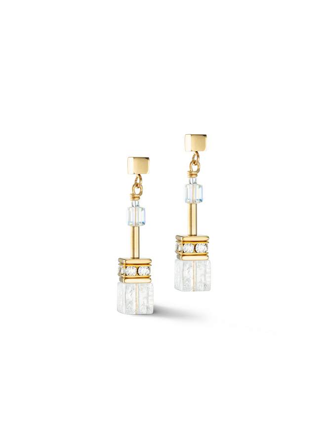 COEUR de LION oorbellen 3018/1416 Wit/Goud Verguld