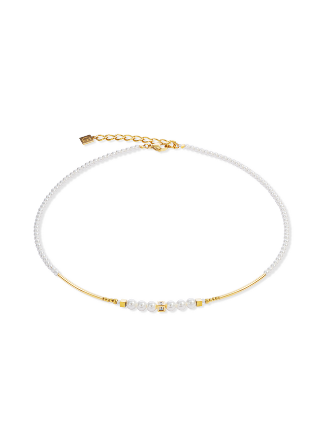 COEUR de LION ketting 4312/1416 Wit/Goud Verguld