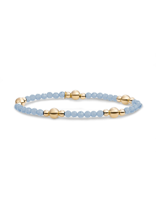 Sparkling Jewels armband Bold Mix Milky Blue Jade Goudkleurig