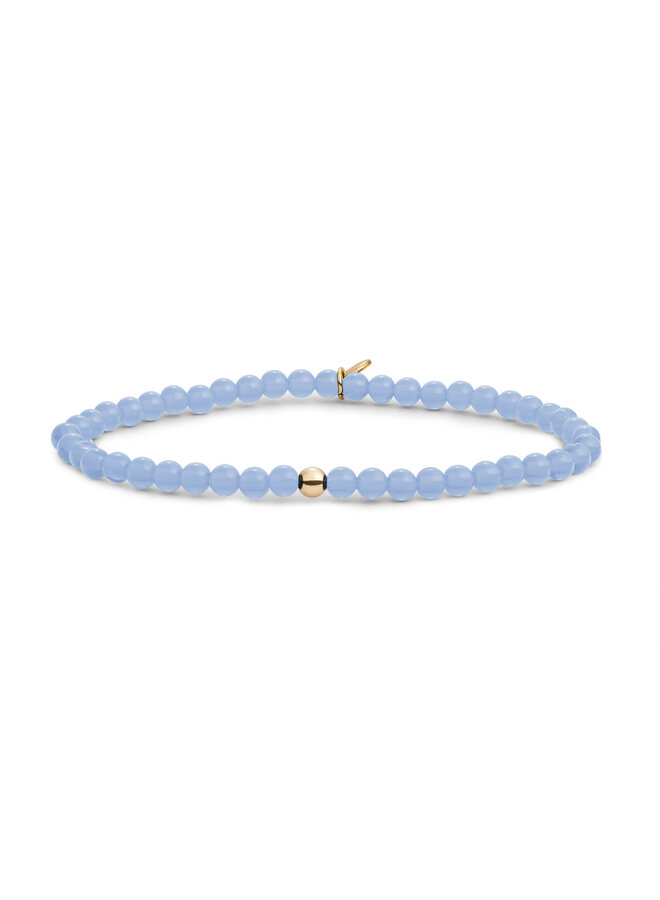 Sparkling Jewels armband Saturn Small Milky Blue Jade Goudkleurig