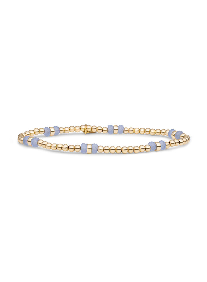 Sparkling Jewels armband Double Reverse Milky Blue Jade Goudkleurig