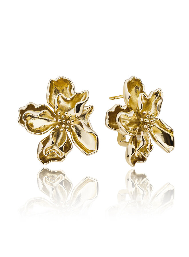 Sparkling Jewels oorstekers Botanic Push Back Goudkleurig