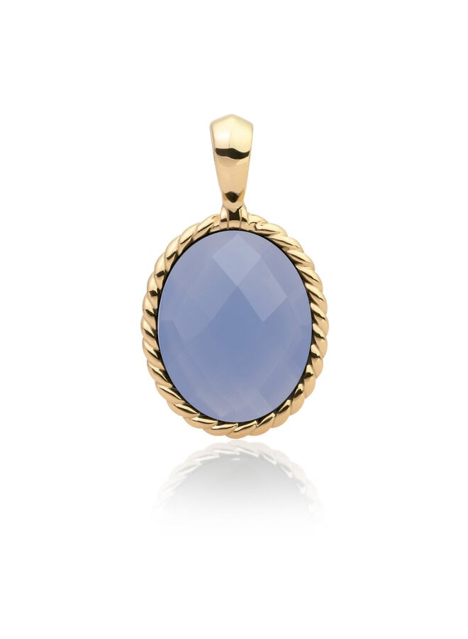 Sparkling Jewels pendant Twist Milky Blue Jade Goudkleurig