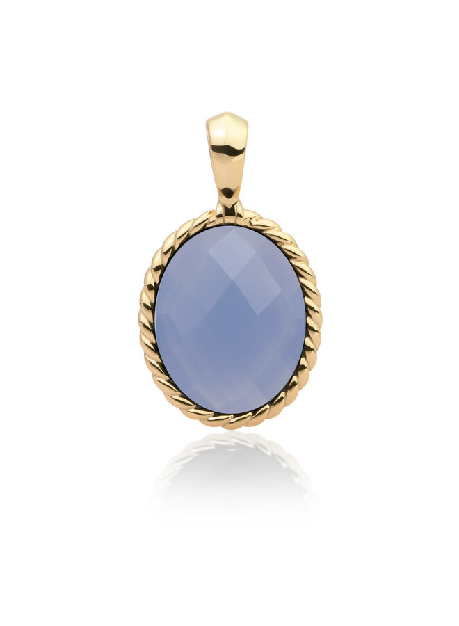 Sparkling Jewels pendant Twist Milky Blue Jade Goudkleurig
