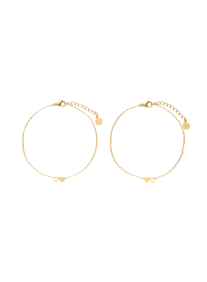 My Jewellery armbandenset Twee Hartjes Goudkleurig
