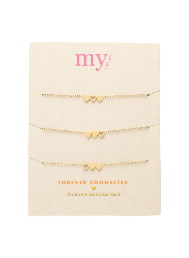 My Jewellery armbandenset Drie Hartjes Goudkleurig