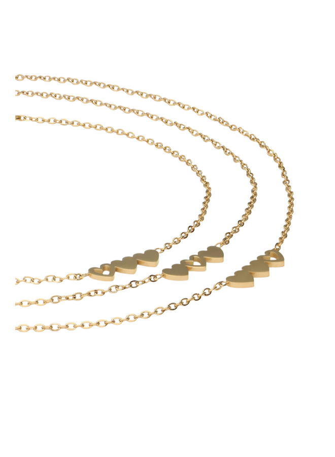 My Jewellery armbandenset Drie Hartjes Goudkleurig