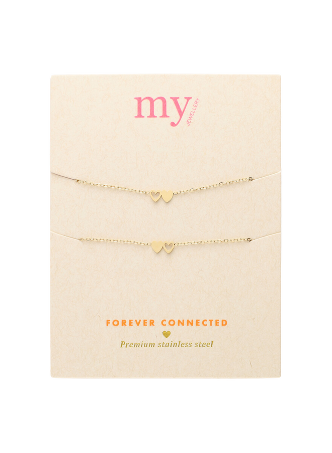 My Jewellery armbandenset Twee Hartjes Goudkleurig