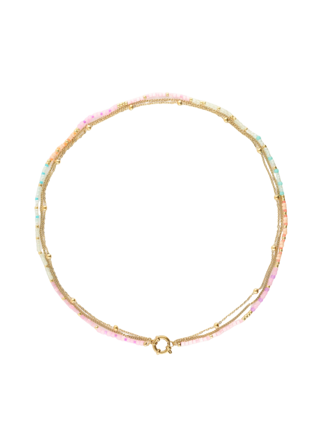 My Jewellery ketting Botanical Driedubbel Multi/Goudkleurig