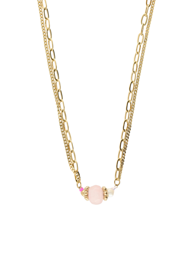 My Jewellery ketting Botanical Steen Roze/Goudkleurig