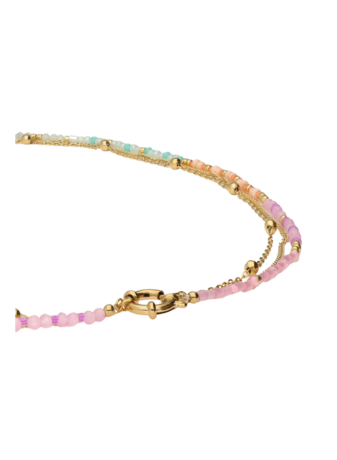 My Jewellery ketting Botanical Driedubbel Multi/Goudkleurig