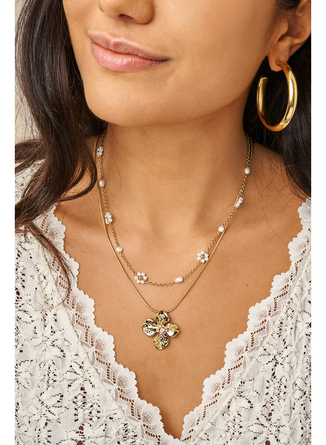 My Jewellery ketting Botanical Bloem Beige/Goudkleurig