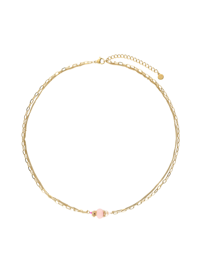 My Jewellery ketting Botanical Steen Roze/Goudkleurig