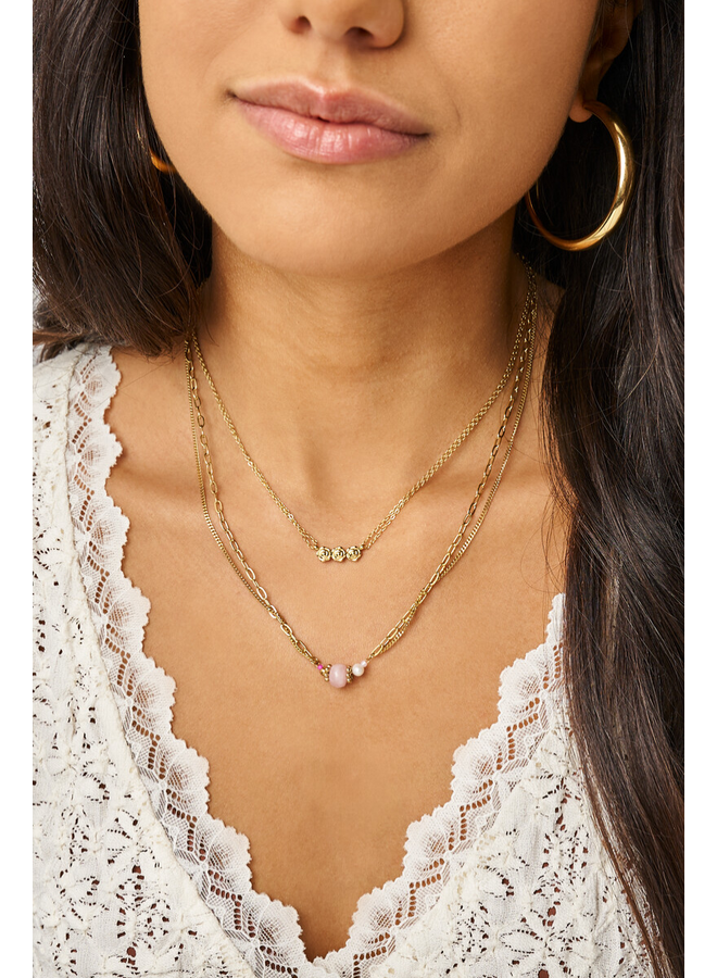 My Jewellery ketting Botanical Steen Roze/Goudkleurig