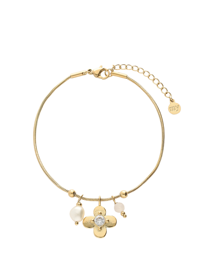 My Jewellery armband Botanical Bloem Strass Goudkleurig