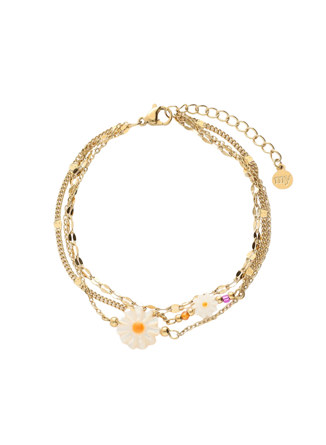 My Jewellery armband Botanical Bloemen Wit/Goudkleurig