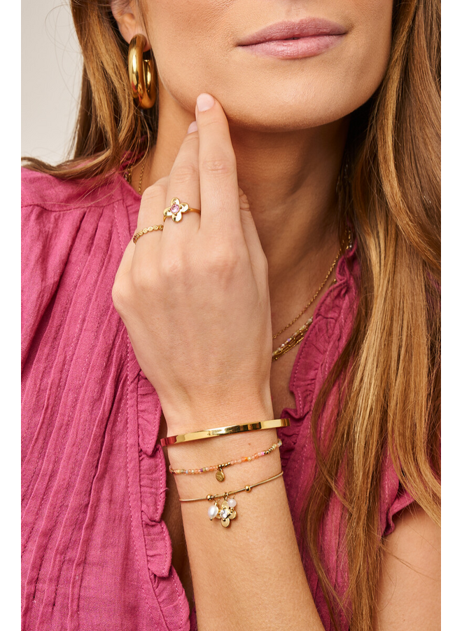 My Jewellery armband Botanical Bloem Strass Goudkleurig