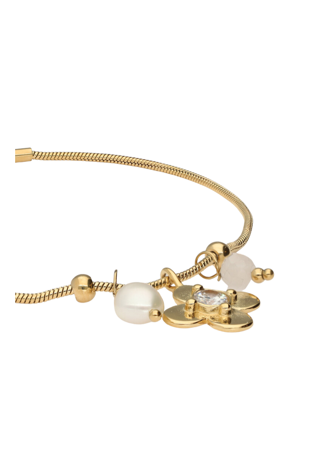 My Jewellery armband Botanical Bloem Strass Goudkleurig
