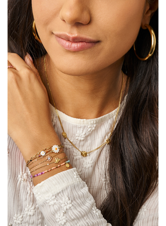 My Jewellery armband Botanical Bloemen Wit/Goudkleurig