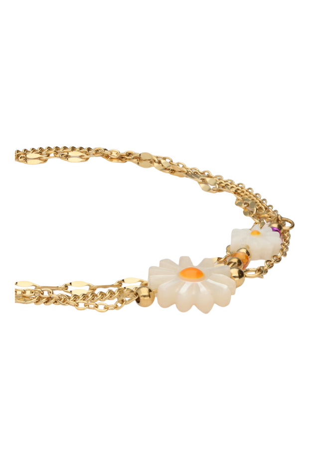 My Jewellery armband Botanical Bloemen Wit/Goudkleurig