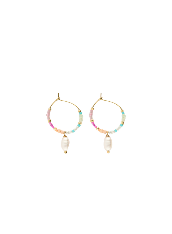 My Jewellery oorbellen Botanical Parel Multi/Goudkleurig